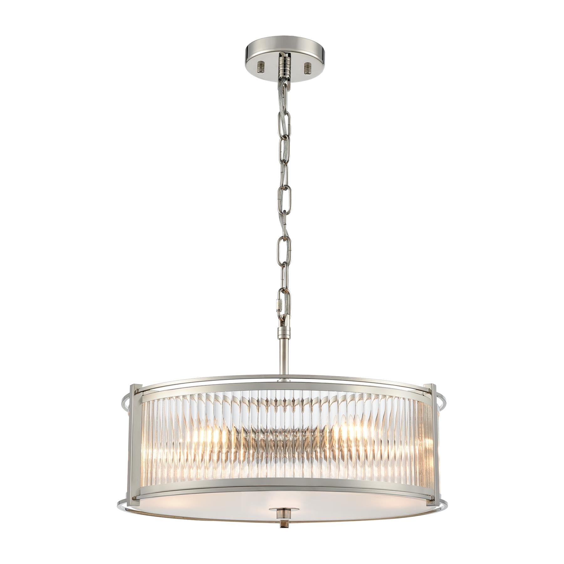 Franklite Sloane 5 Light Ceiling Light In Polished Nickel With Ribbed And Frosted Glass FL2505-5