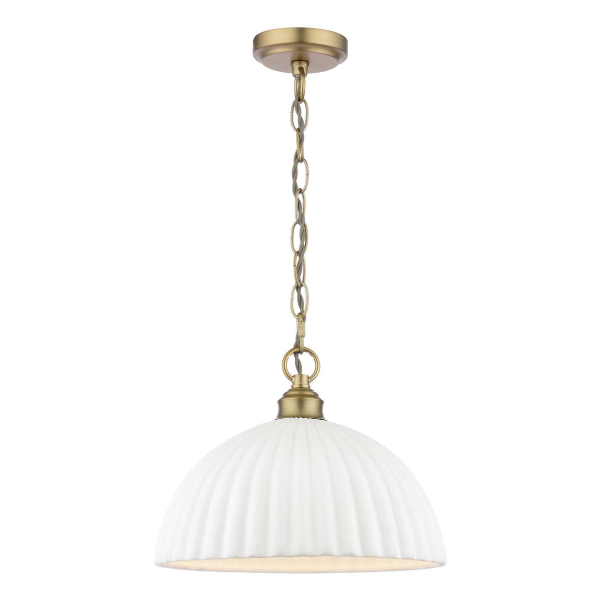 Laura Ashley Durford Large Pendant Matt Antique Brass and White LA3756726-Q