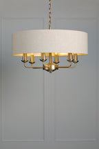 Laura Ashley Sorrento 6 Light Chandelier Matt Antique Brass With Natural Shade LA3756752-Q