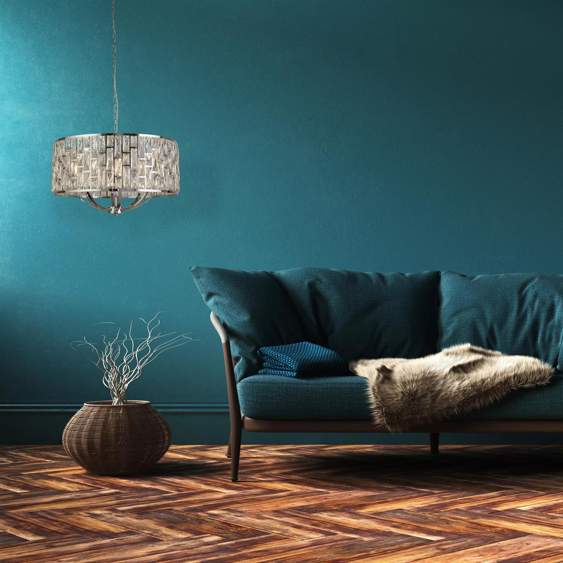 Bijou 8 Light Ceiling Pendant Light In Chrome Finish With Crystal Glass 6588-8CC