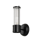Pillar 1 Light Bathroom Wall Light In Satin Black And Clear Glass Rods IP44 E14