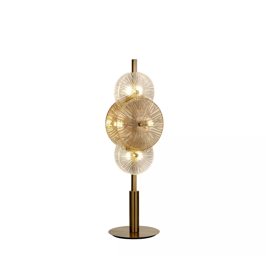 Wagon Wheel 6 Light Table Lamp In Bronze Finish With Amber Glass 88211-6BZ