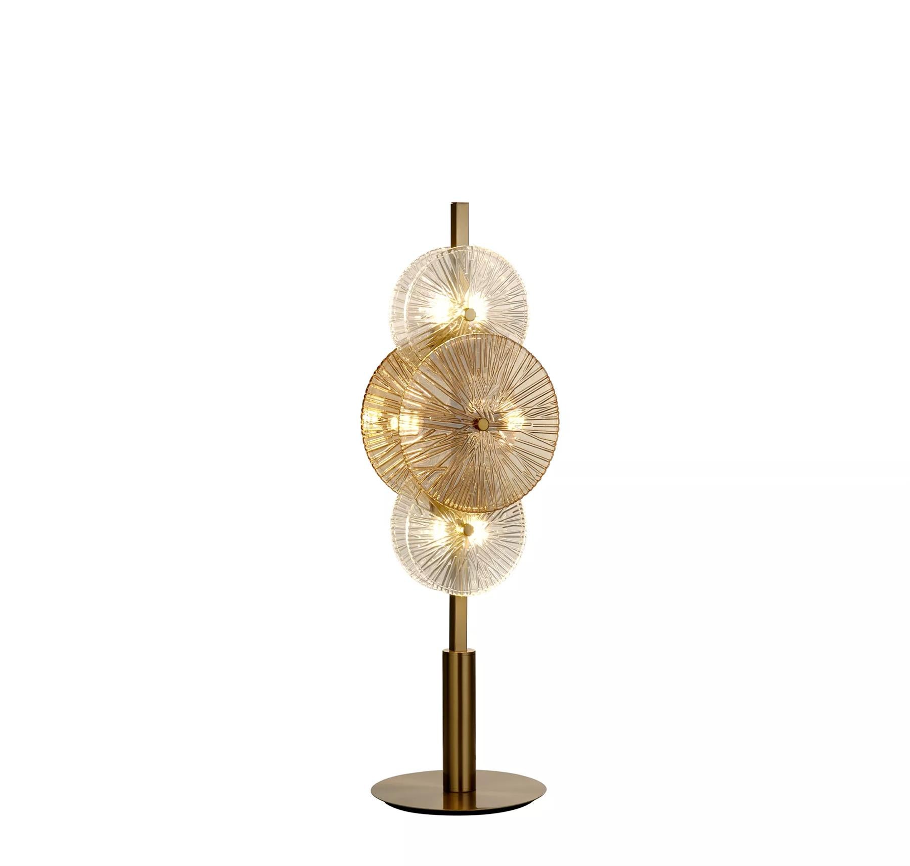 Wagon Wheel 6 Light Table Lamp In Bronze Finish With Amber Glass 88211-6BZ