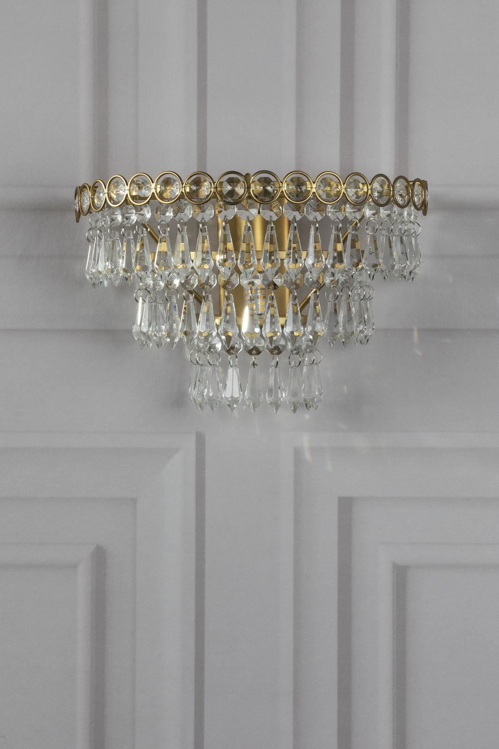 Laura Ashley Enid Wall Light Faceted Crystal Glass and Matt Antique Brass LA3756714-Q