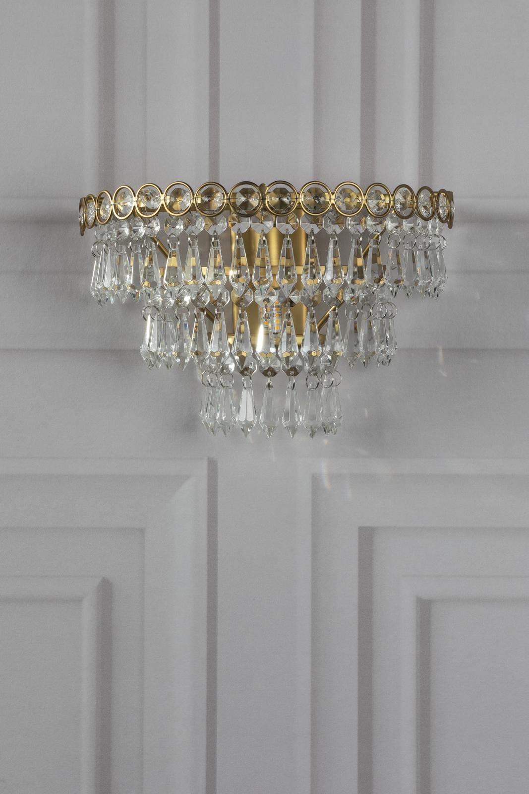 Laura Ashley Enid Wall Light Faceted Crystal Glass and Matt Antique Brass LA3756714-Q