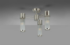 Pillar 3 Light Bathroom Semi Flush Ceiling Light In Polished Nickel And Clear Glass Rods IP44 E14