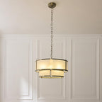 Ridgeton 5 Light Tiered Ceiligng Pendnat In Antique Brass With Frosted Glass 119459