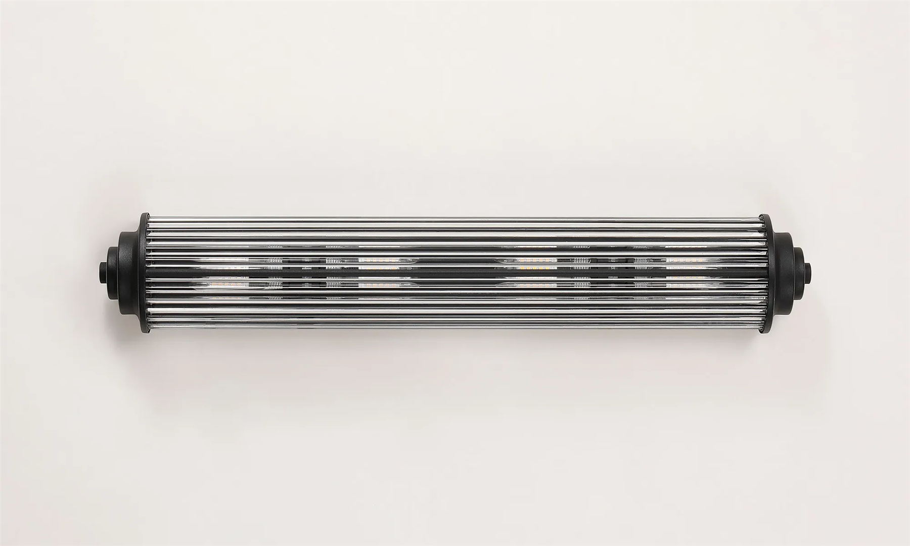 Pillar 4 Light Bathroom Wall Light In Satin Black And Clear Glass Rods IP44 G9