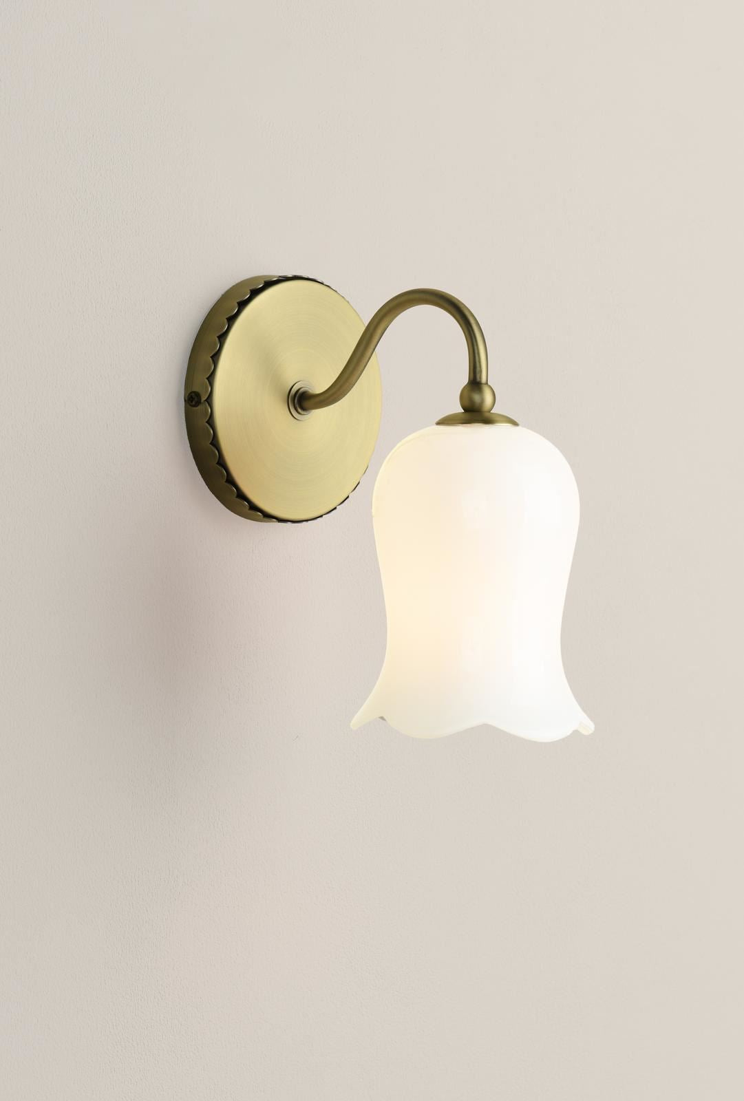 Laura Ashley Lidsell Wall Light Matt Antique Brass and Opal Glass LA3756647-Q