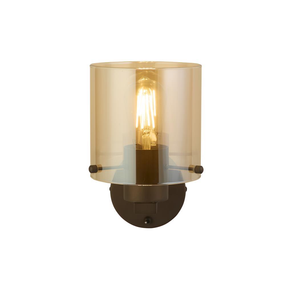 Sweden Single Wall Light In Mocha Finish With Amber Glass 88912-1MO