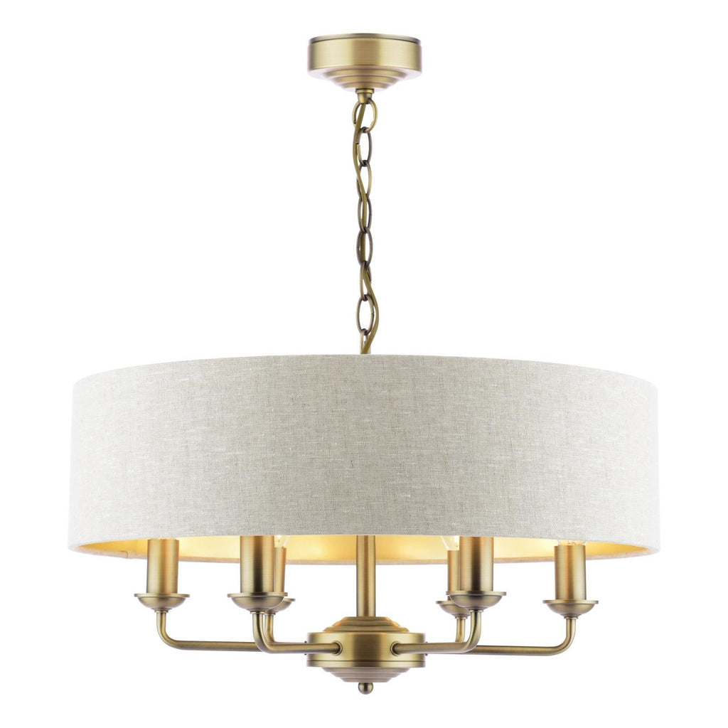 Laura Ashley Sorrento 6 Light Chandelier Matt Antique Brass With Natural Shade LA3756752-Q