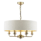 Laura Ashley Sorrento 6 Light Chandelier Matt Antique Brass With Natural Shade LA3756752-Q