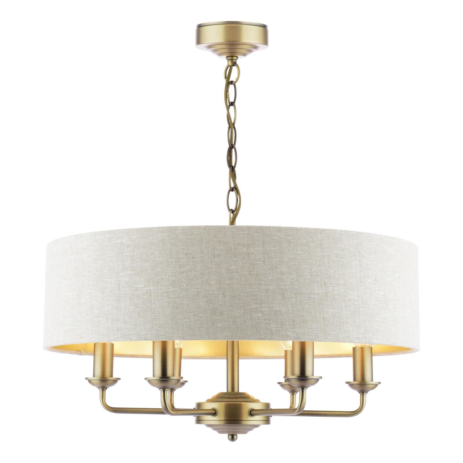 Laura Ashley Sorrento 6 Light Chandelier Matt Antique Brass With Natural Shade LA3756752-Q