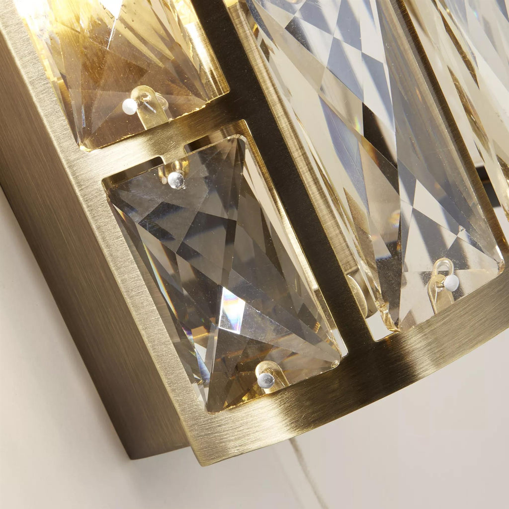 Bijou 2 Light Wall Light In Antique Brass Finish With Crystal Glass 6582-2AB