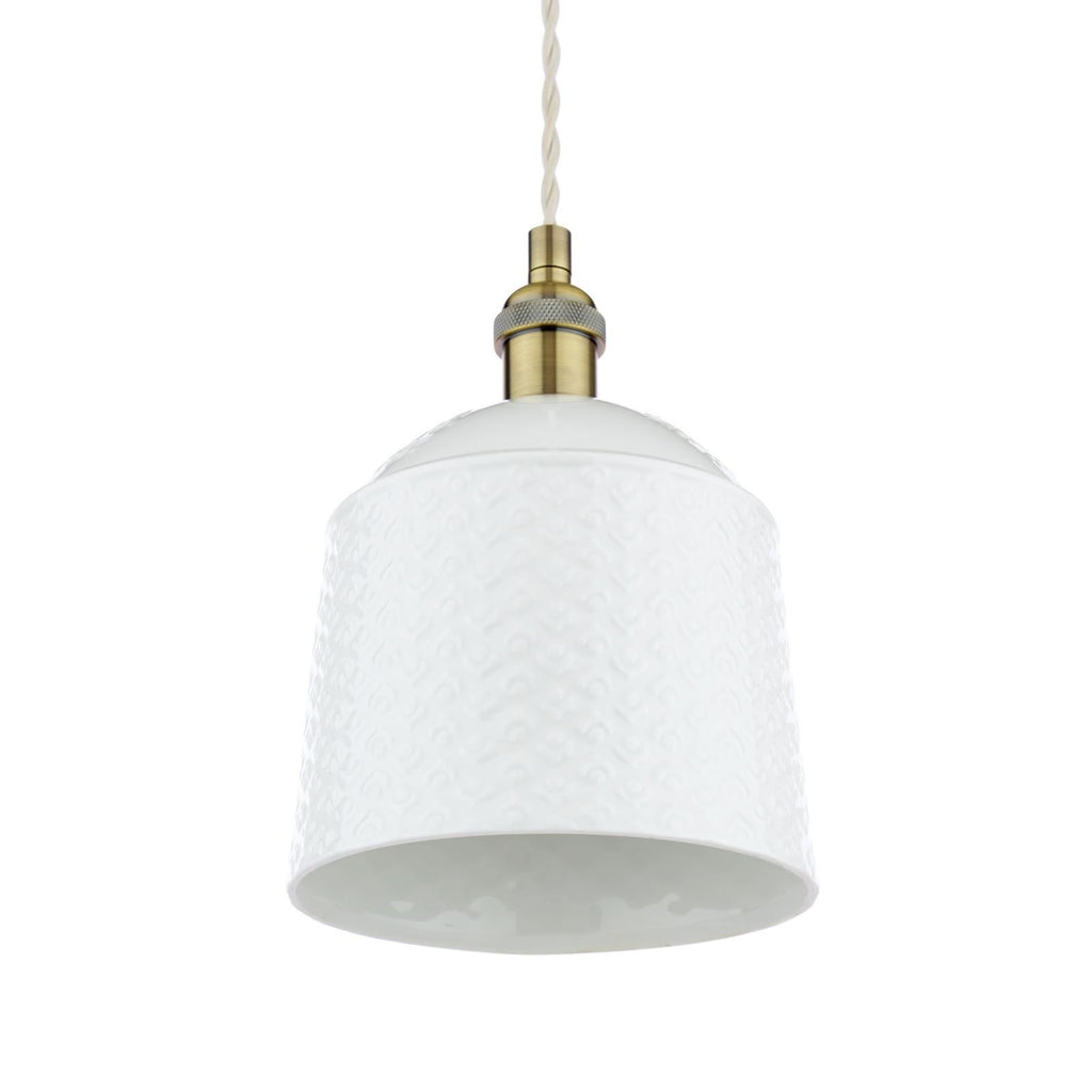 Laura Ashley Porcelain Pendant Cream and Antique Brass LA3756729-Q