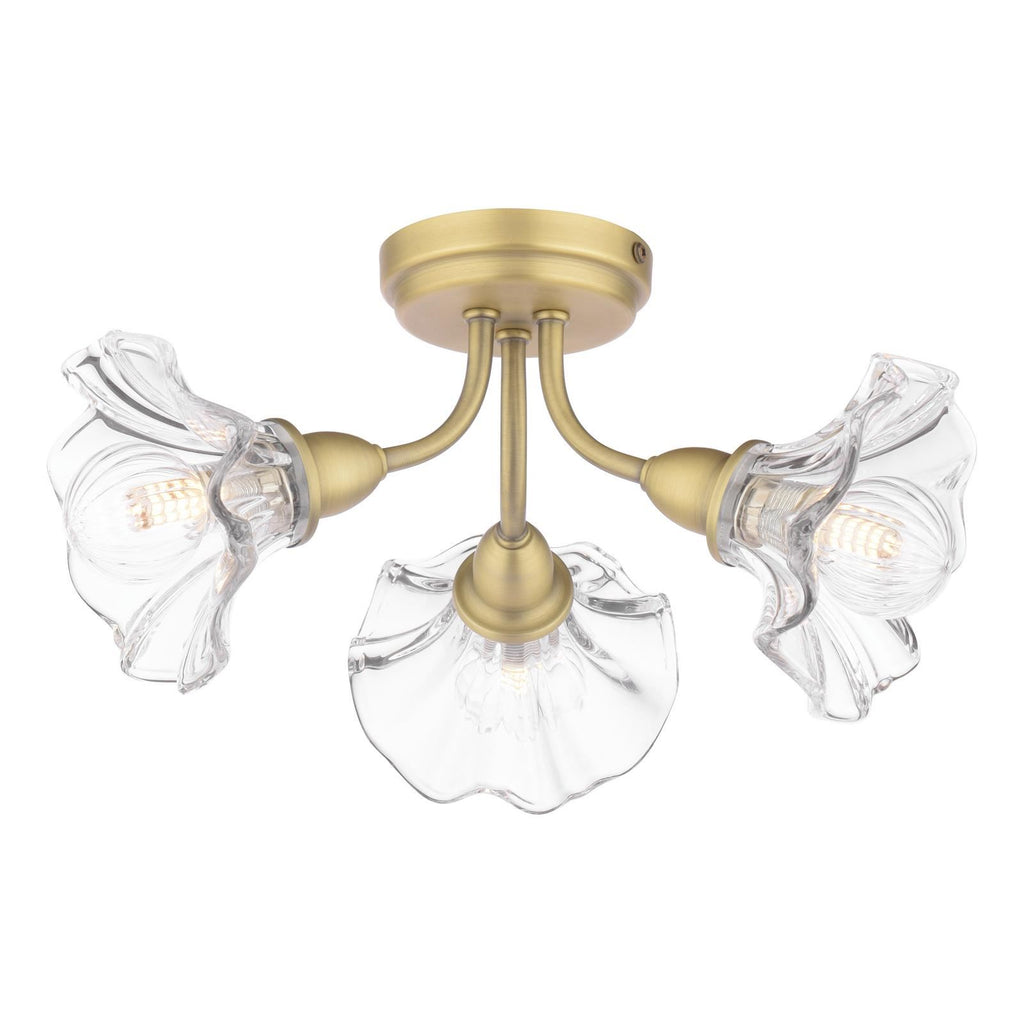 Laura Ashley Kerswell 3 Light Semi-Flush Matt Antique Brass and Glass LA3756658-Q
