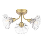 Laura Ashley Kerswell 3 Light Semi-Flush Matt Antique Brass and Glass LA3756658-Q