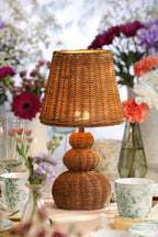 Laura Ashley Hasfield Rechargeable Table Lamp Natural Rattan With Shade LED LA3756748-Q