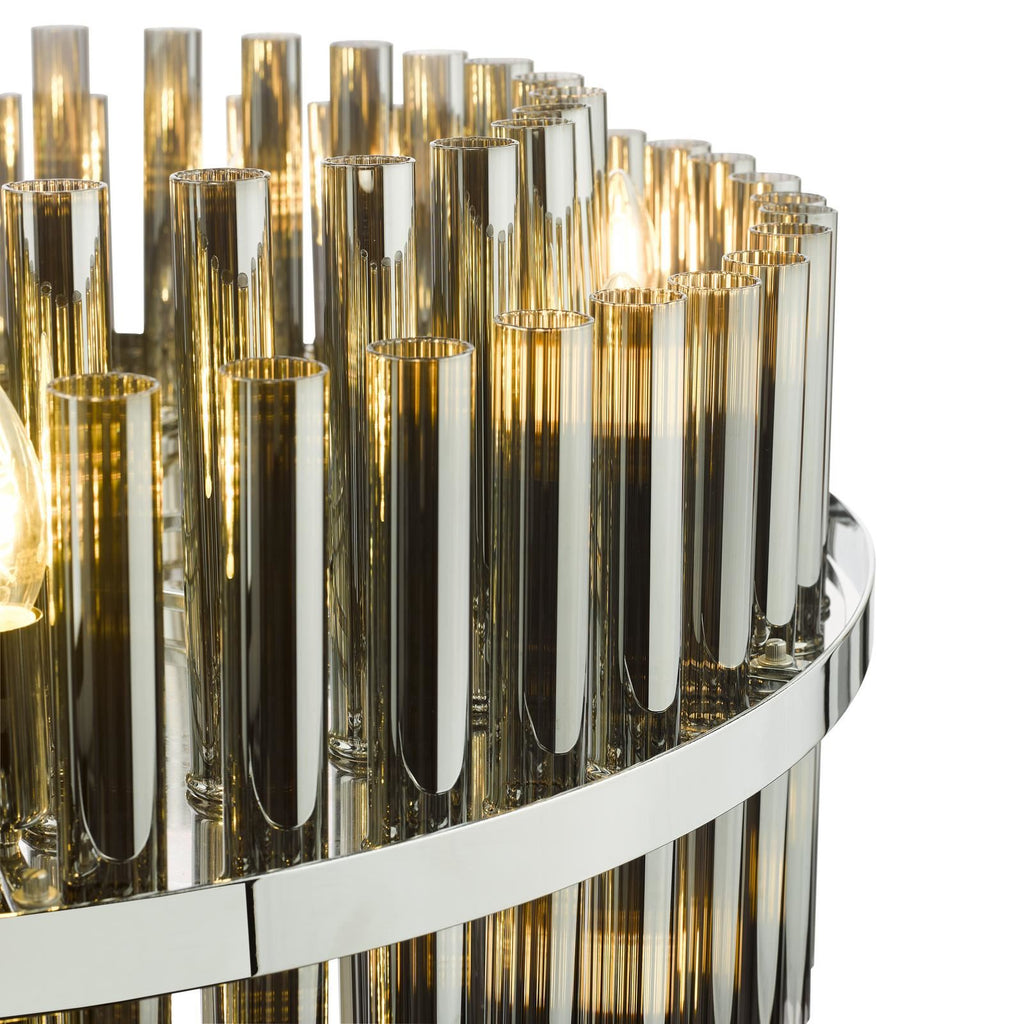 Imani 16 Light Pendant Polished Chrome and Smoked Ribbed Glass IMA1650
