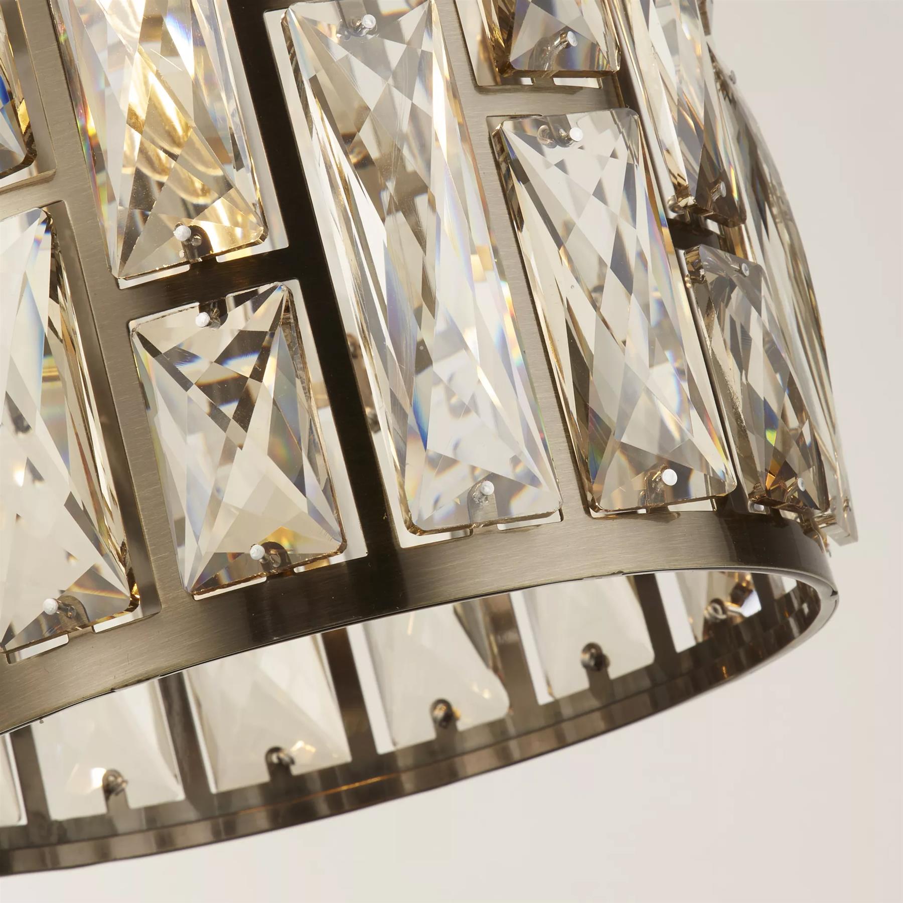 Bijou Single Ceiling Pendant Light In Antique Brass With Crystal Glass 6581-1AB