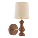 Laura Ashley Millbrook Wall Light Dark Wood and Industrial Brass With Shade LA3756745-Q