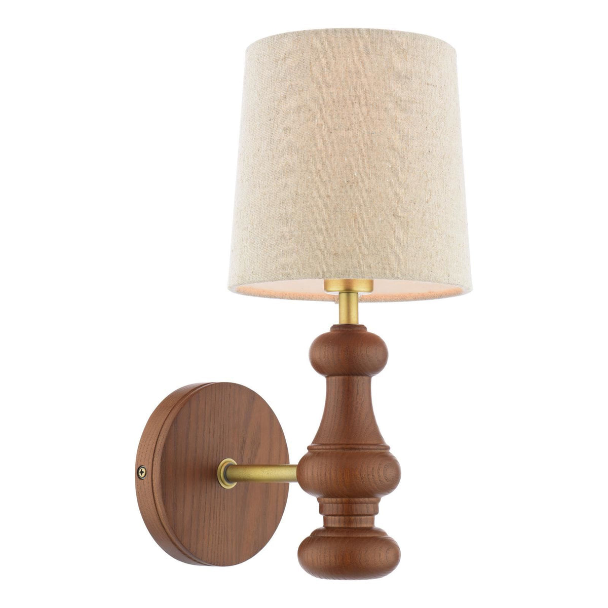 Laura Ashley Millbrook Wall Light Dark Wood and Industrial Brass With Shade LA3756745-Q