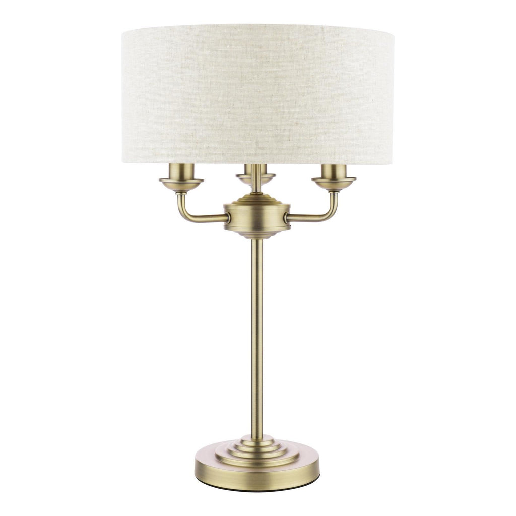 Laura Ashley Sorrento 3 Light Table Lamp Matt Antique Brass With Natural Shade LA3756754-Q