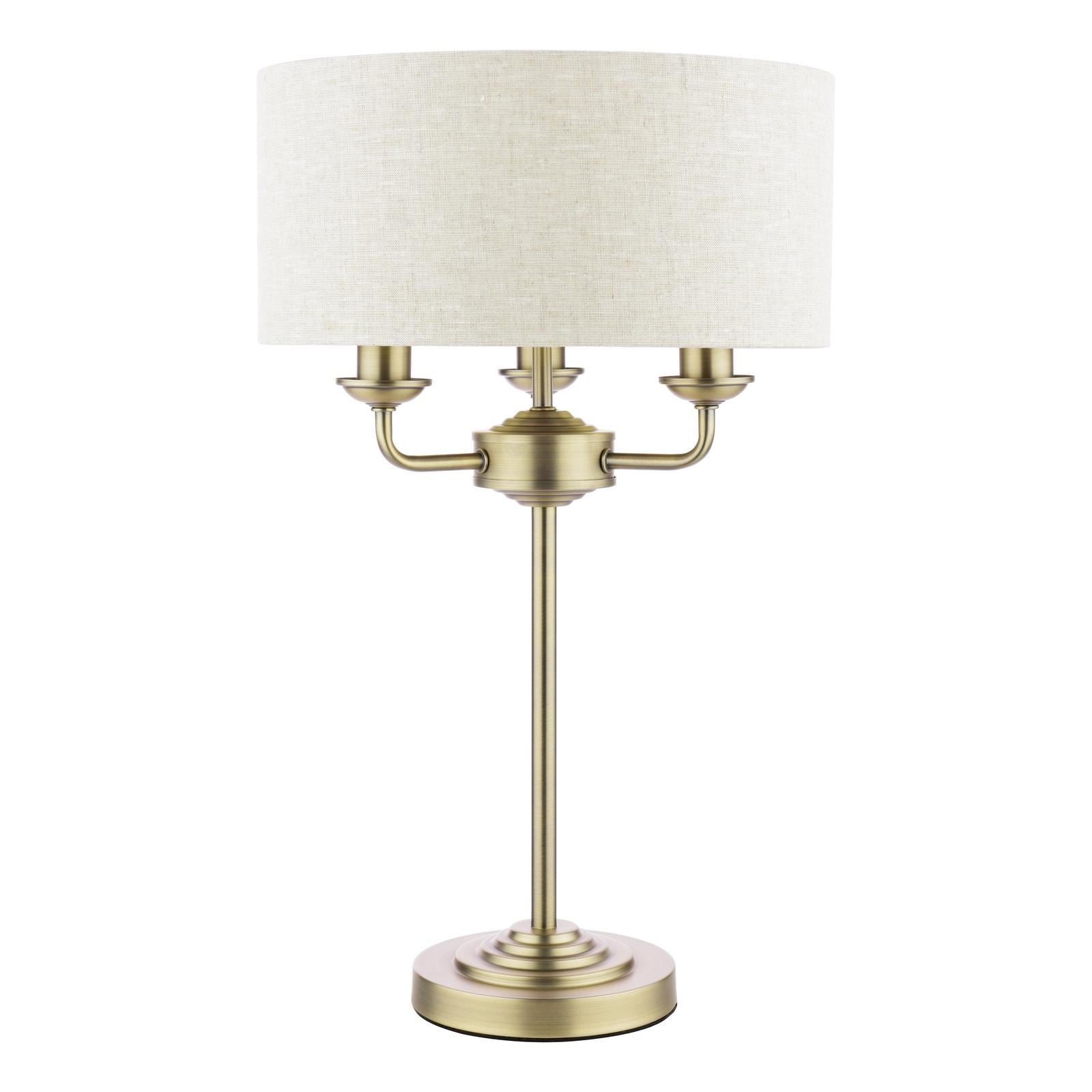Laura Ashley Sorrento 3 Light Table Lamp Matt Antique Brass With Natural Shade LA3756754-Q