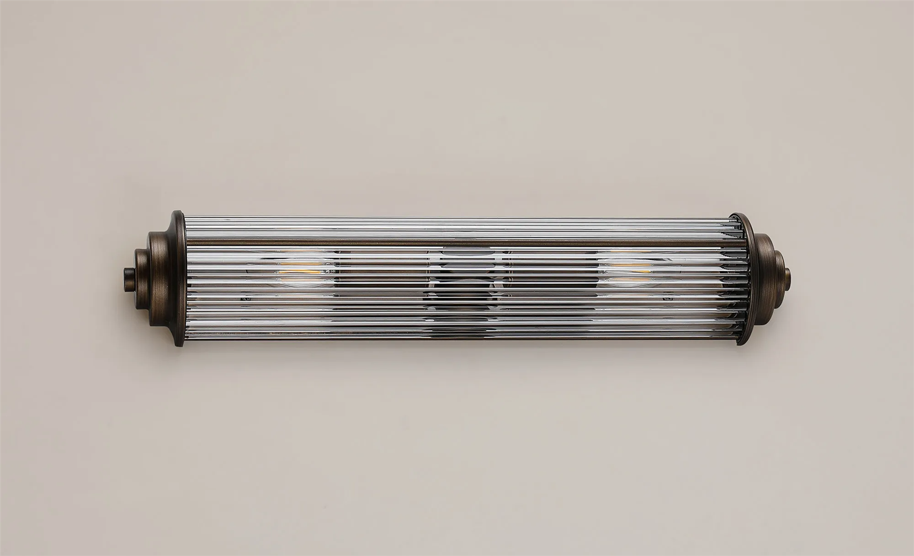 Pillar 2 Light Bathroom Wall Light In Bronze And Clear Glass Rods IP44 E14