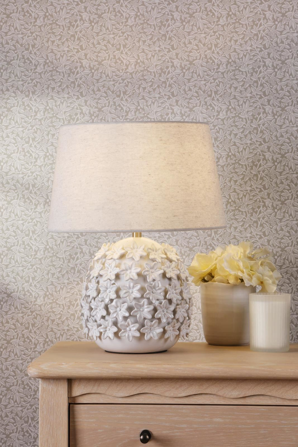 Laura Ashley Ingham Table Lamp White Ceramic and Brushed Silver With Shade LA3756679-Q