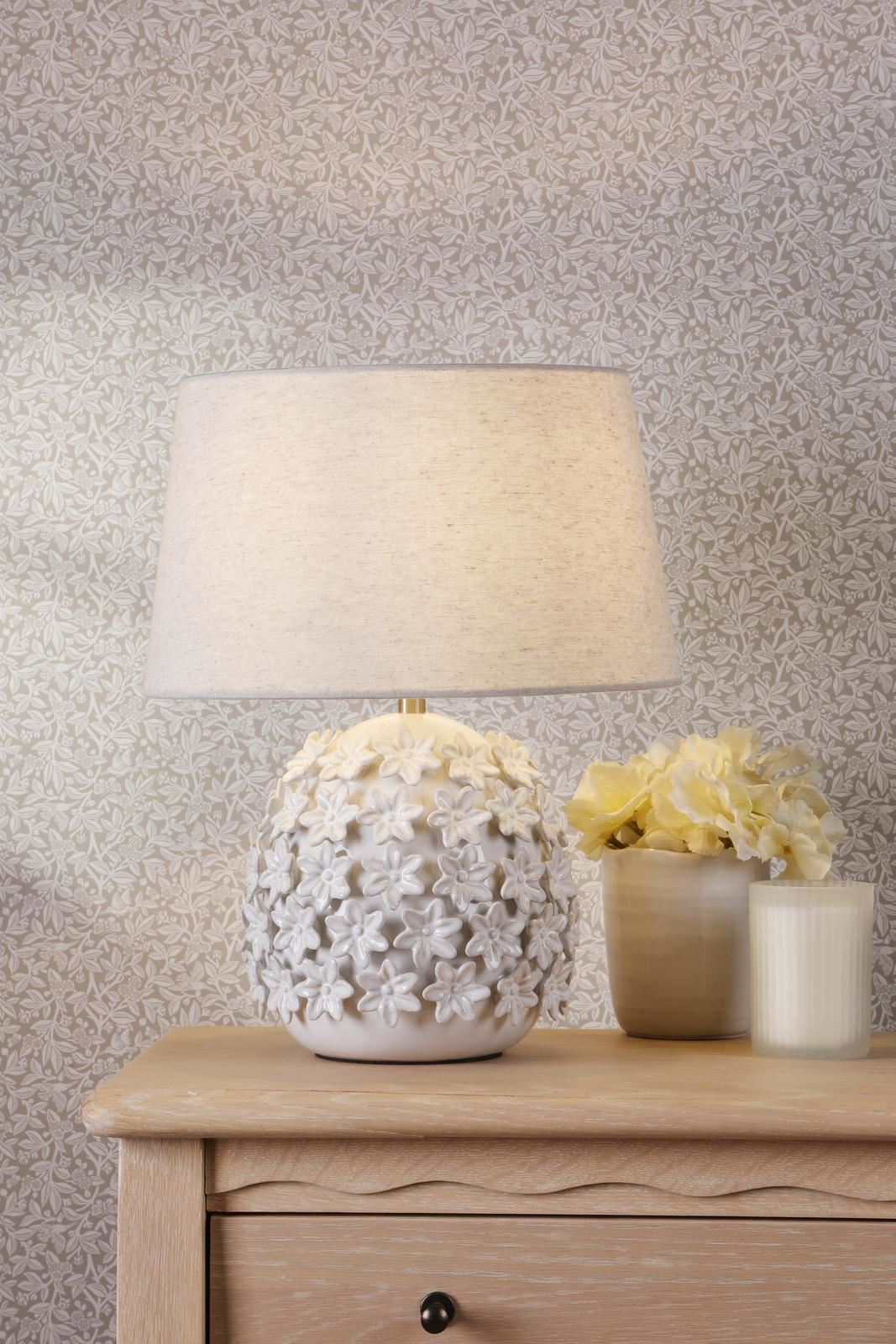 Laura Ashley Ingham Table Lamp White Ceramic and Brushed Silver With Shade LA3756679-Q