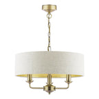 Laura Ashley Sorrento 3 Light Chandelier  Matt Antique Brass With Natural Shade LA3756751-Q