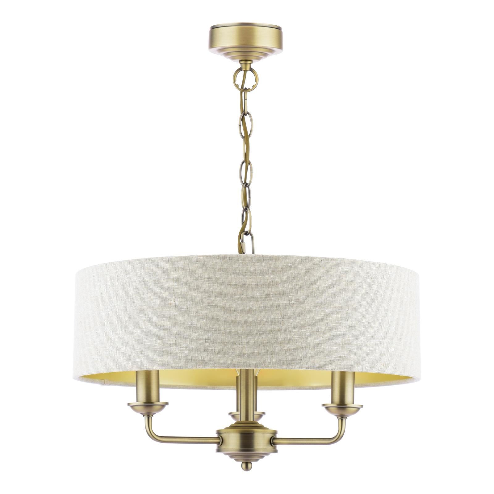 Laura Ashley Sorrento 3 Light Chandelier  Matt Antique Brass With Natural Shade LA3756751-Q