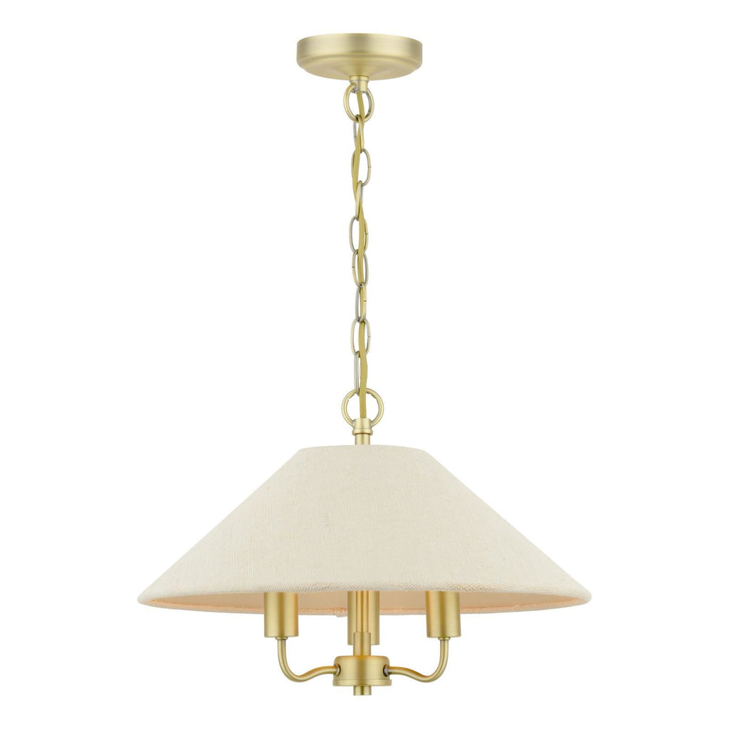 Laura Ashley Harland 3 Light Pendant Matt Antique Brass With Shade LA3756724-Q