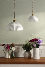 Laura Ashley Durford Large Pendant Matt Antique Brass and White LA3756726-Q