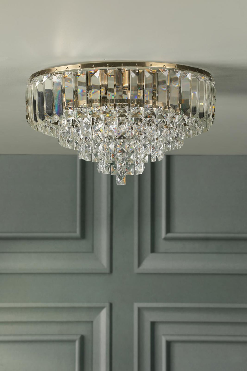 Laura Ashley Vienna 3 Light Flush Crystal and Antique Brass LA3756756-Q