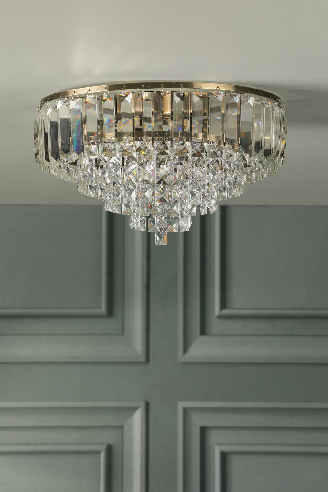 Laura Ashley Vienna 3 Light Flush Crystal and Antique Brass LA3756756-Q