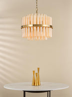 Imani 12 Light Pendant Natural Brass and Champagne Ribbed Glass IMA1235