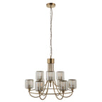 Endon 118934 Berenice 9 Light Tiered Ceiling Pendant Light In Antique Brass Finish With Cut Glass Shades