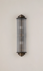 Pillar 2 Light Bathroom Wall Light In Bronze And Clear Glass Rods IP44 G9