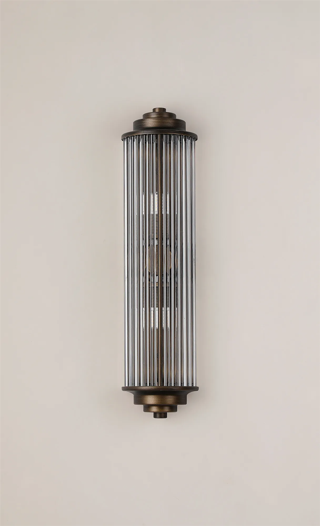 Pillar 2 Light Bathroom Wall Light In Bronze And Clear Glass Rods IP44 G9