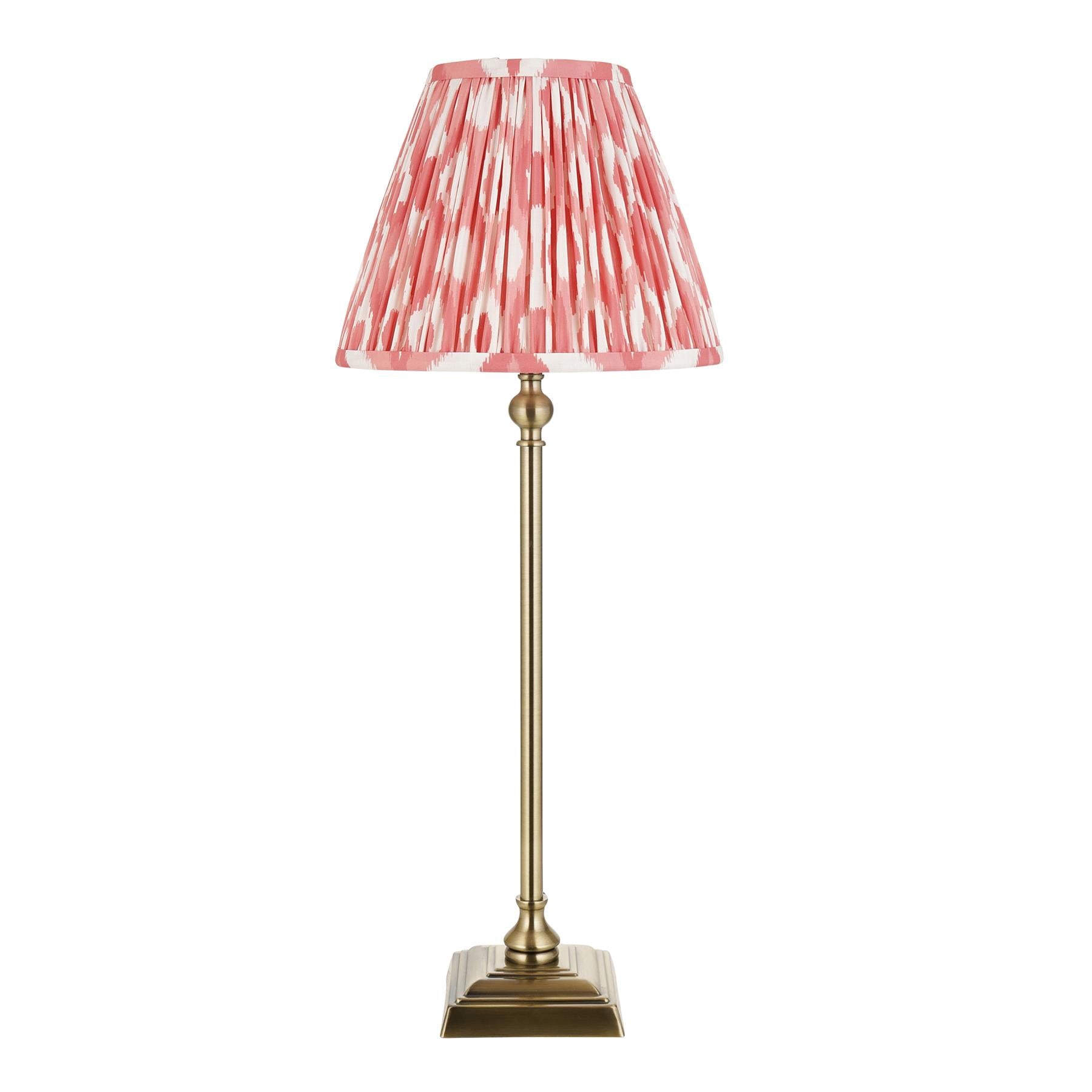 Lille Table Lamp In Antique Brass With Coral Pink Shade 118139