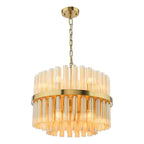 Imani 12 Light Pendant Natural Brass and Champagne Ribbed Glass IMA1235