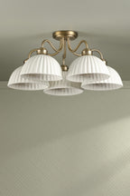 Laura Ashley Durford 5 Light Semi-Flush Matt Antique Brass and White Ceramic LA3756725-Q