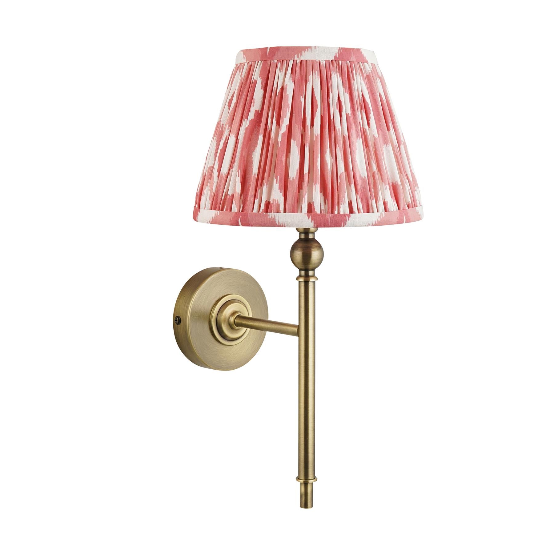 Lille Wall Light In Antique Brass With Coral Pink Shade 118109