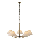 Lille 5 Light Ceiling Pendant Light In Antique Brass With Natural Linen Shades 117833
