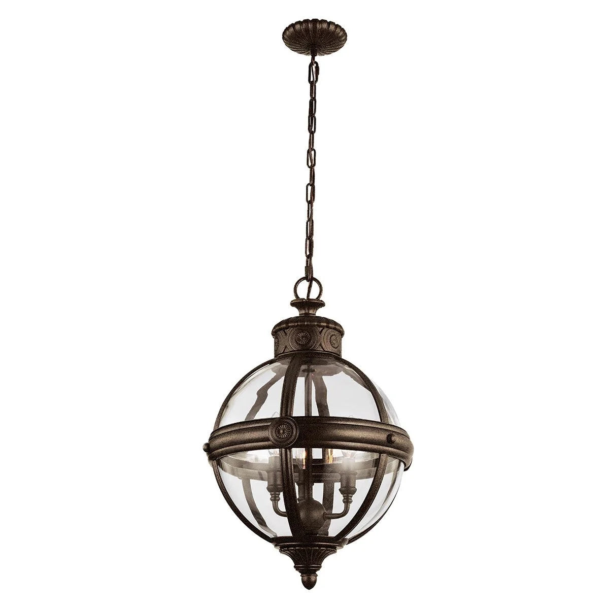 Adams 3 Light Ceiling Pendant Chandelier in Bronze Finish FE/ADAMS/3P BRZ
