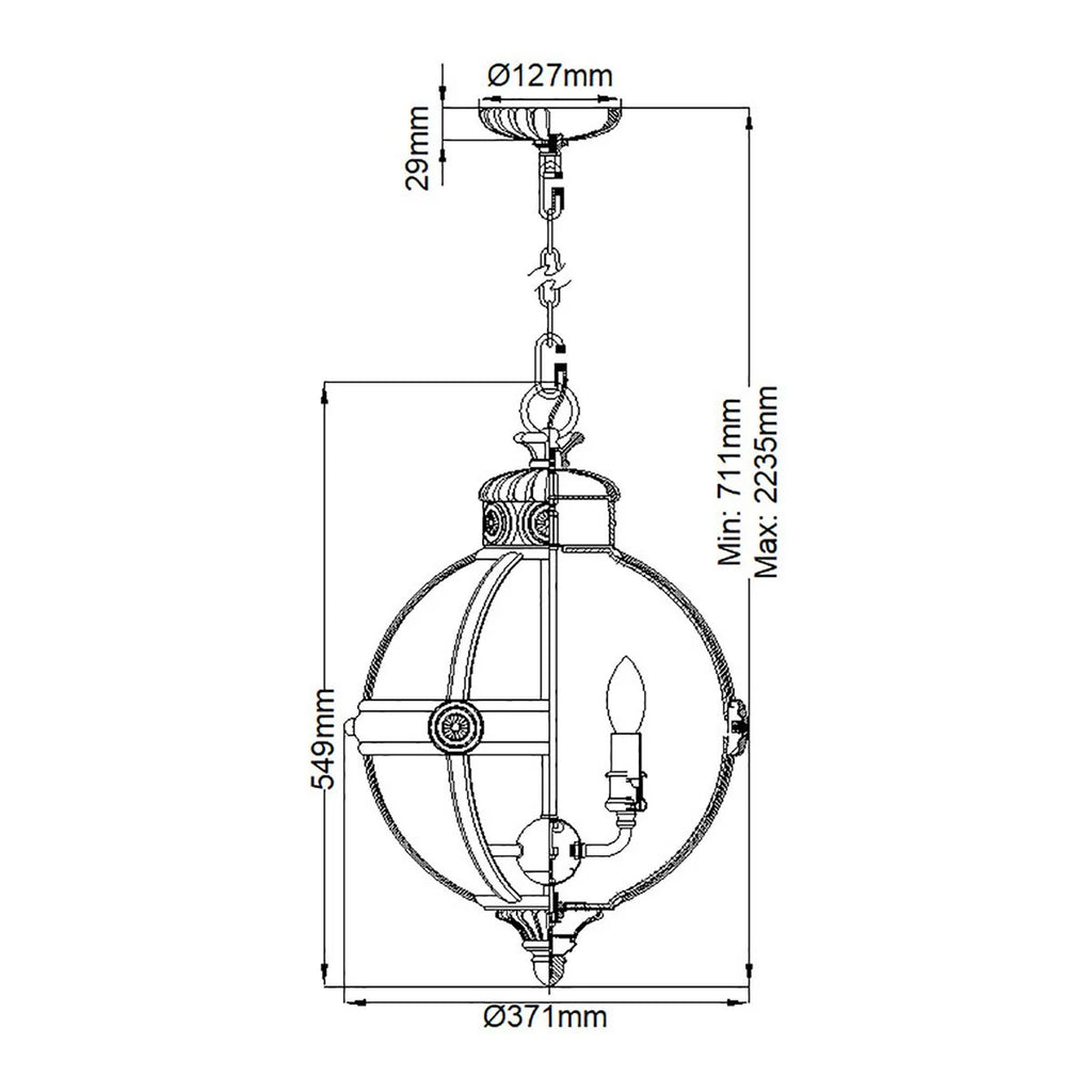 Adams 3 Light Ceiling Pendant Chandelier in Bronze Finish FE/ADAMS/3P BRZ
