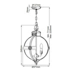 Adams 3 Light Ceiling Pendant Chandelier in Bronze Finish FE/ADAMS/3P BRZ