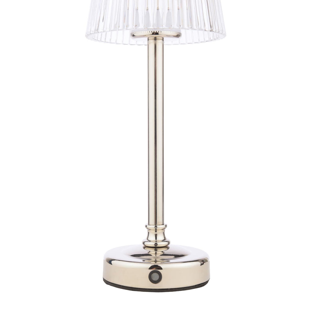 Laura Ashley Callaghan Rechargeable Table Lamp Polished Nickel and Ribbed Glass LED LA3756661-Q